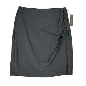 I Heart Ronson Skirt Womens S Small Black Side Zip Asymmetrical Tulip Hem Rayon